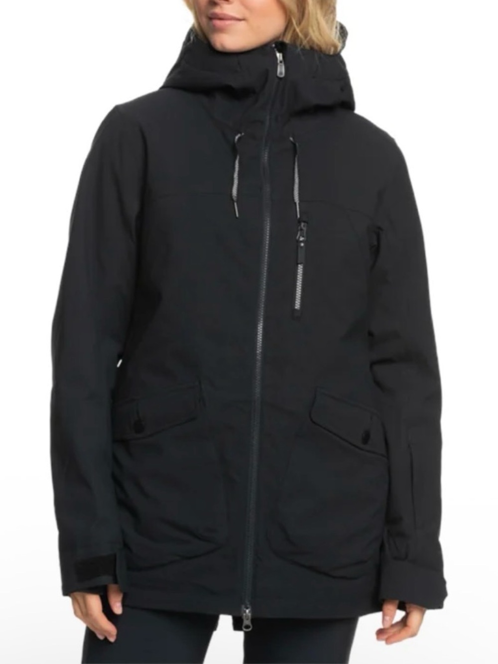 Roxy Stated Women's Black Hooded Winter Ski Parka Jacket